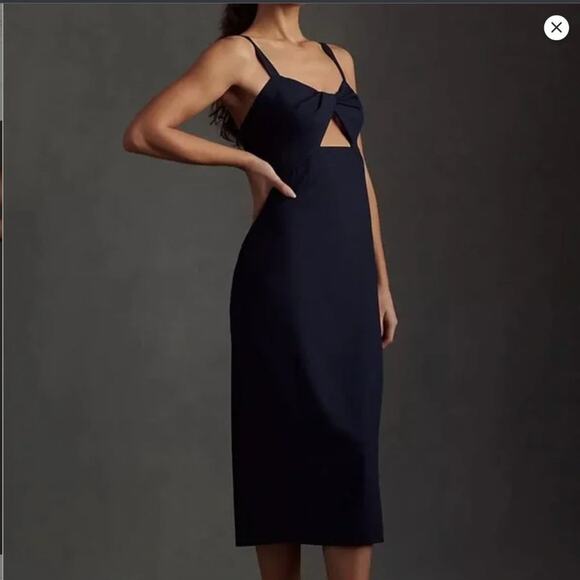 NWOT BHLDN EVONNA MIDI DRESS Size 4 Navy - Picture 1 of 9